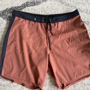Vuori Rust and Black Board Shorts